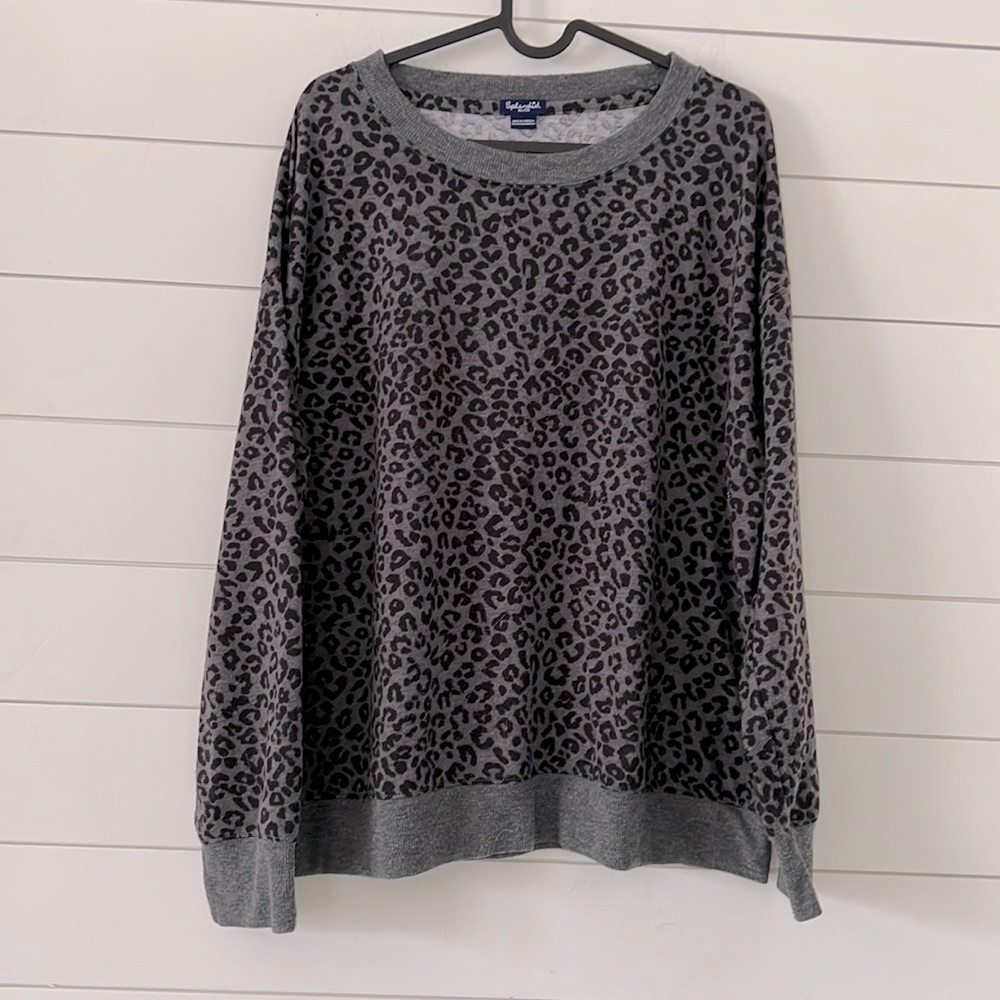 Splendid Size XL Leopard Print Crewneck Sweatshirt Mob Animal print